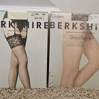 2 BERKSHIRE Thigh Highs SHIMMERS & SEXY HOSE Stockings Queen 1 150 - 225 Lbs